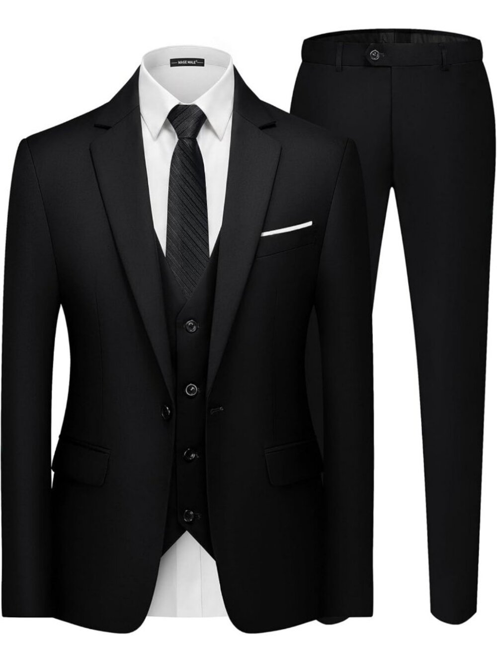 Elegant Men's 3-Piece Slim Fit Suit Set - One Button Blazer, Vest & Pants for